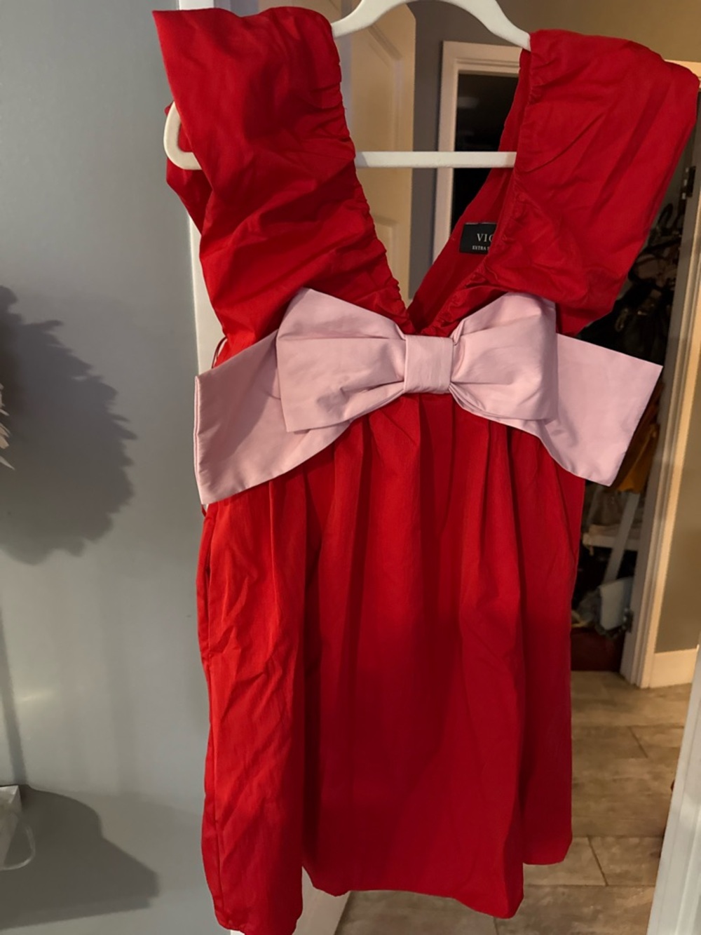 Vici Red Dress with Pink Bow